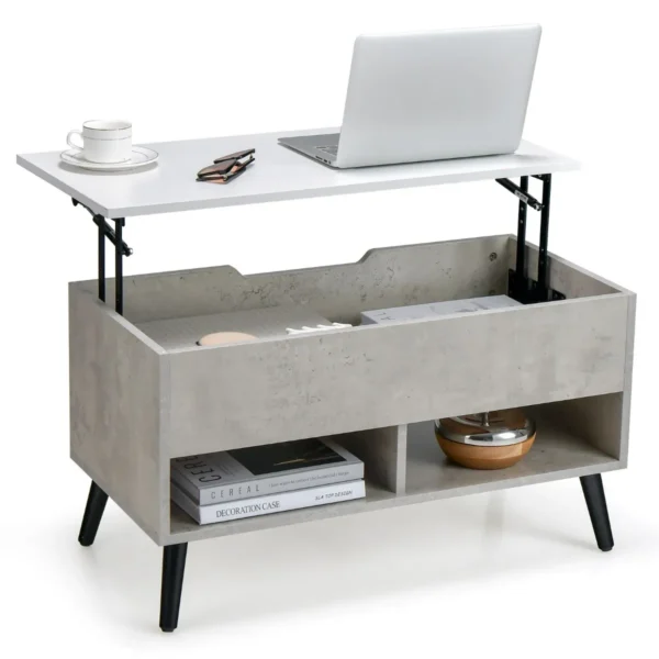 Salontafel Met Verhoogd Blad Moderne Woonkamertafel 80 X 40 X 44,5 Cm Grijs