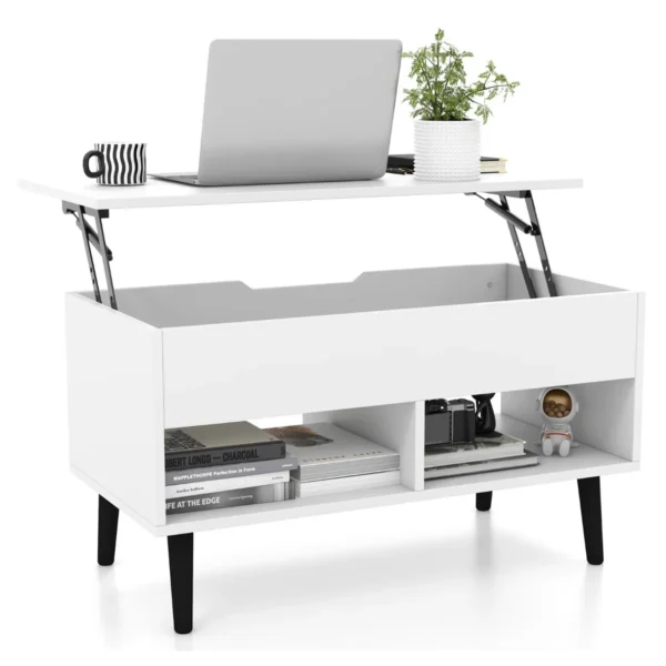 Salontafel Met Verhoogd Blad Moderne Woonkamertafel 80 X 40 X 44,5 Cm Wit