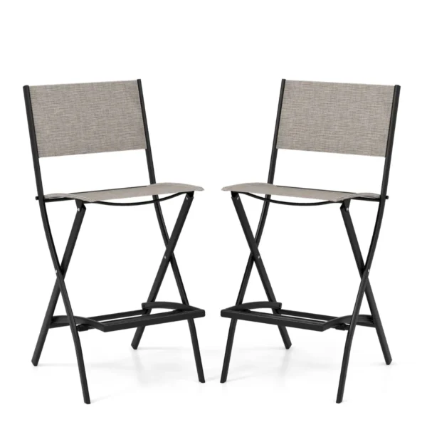 Set Van 2 Barkrukken Inklapbare Barstoelen Met Rugleuning En Voetensteun Barkruk Tot 150 Kg Belastbaar Zithoogte 71 Cm Tuinstoelen