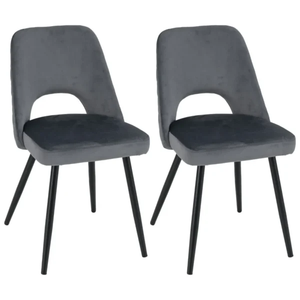 Set van 2 gestoffeerde eetkamerstoelen met sponskussen met hoge dichtheid stevige metalen poten verstelbare voetsteunen grijs 1