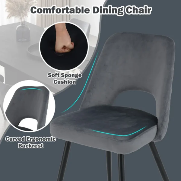 Set van 2 gestoffeerde eetkamerstoelen met sponskussen met hoge dichtheid stevige metalen poten verstelbare voetsteunen grijs 4
