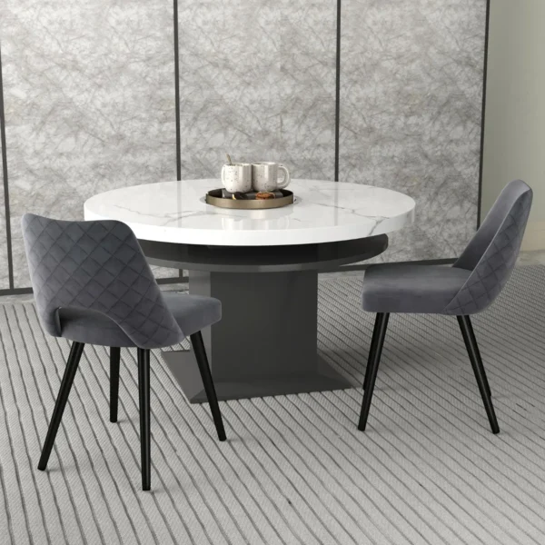 Set van 2 gestoffeerde eetkamerstoelen met sponskussen met hoge dichtheid stevige metalen poten verstelbare voetsteunen grijs 7