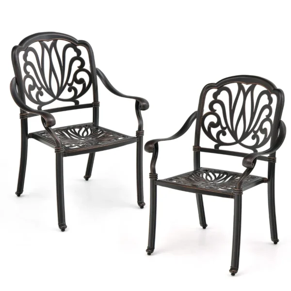 Set Van 2 Tuinstoelen Van Gegoten Aluminium Stapelstoelen Stapelbare Terrasstoelen Met Armleuningen Tuinstoel Voor Balkon Achtertuin