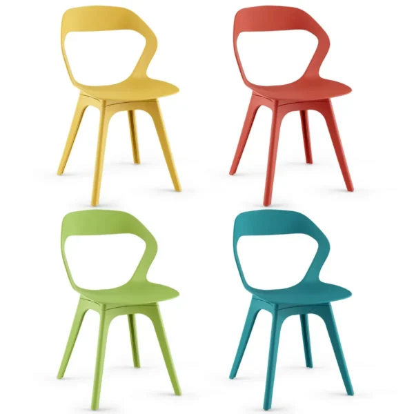 Set Van 4 Eetkamerstoelen Keukenstoel Met Gebogen Rugleuning Moderne Eetkamerstoelen Van PP 4 Stoelen Voor Keuken (Kleurrijk)