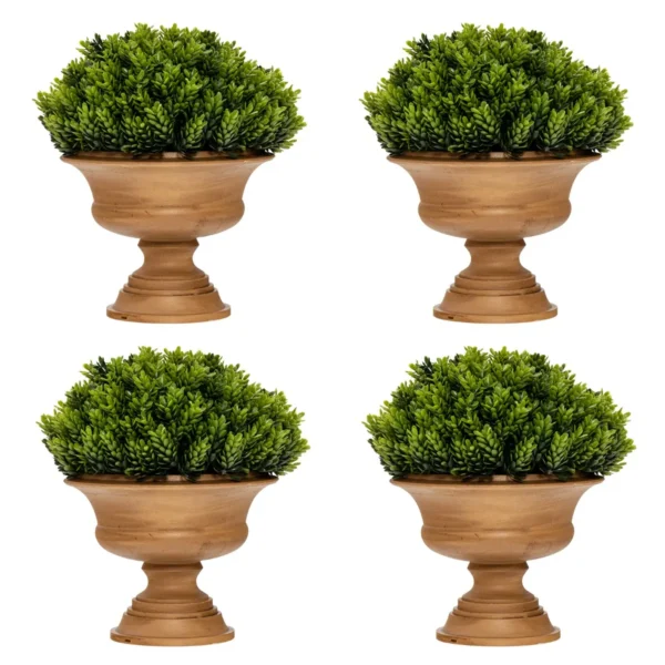 Set Van 4 Mini-Kunstplanten Kunstboom Met Pot Kleine Kunstplant Groen Interieurdecoratie (Dennenappels)