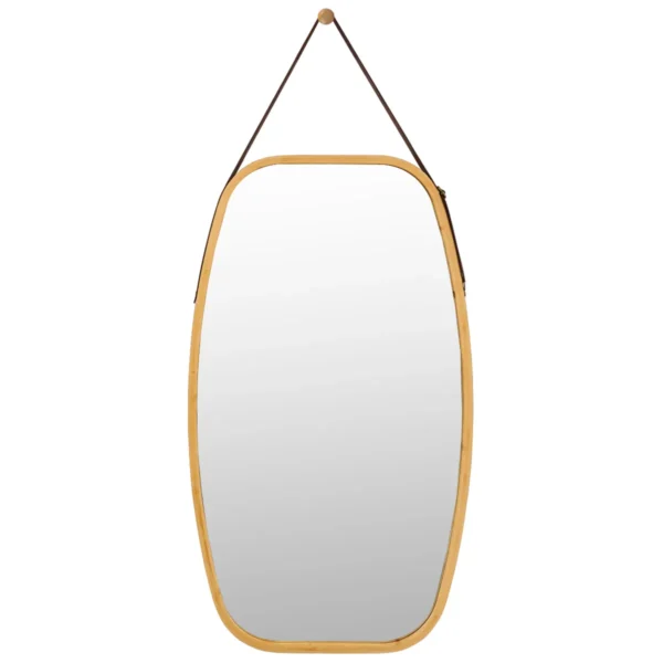Sieraden Spiegel Met Bamboe Frame En Verstelbare Leren Riem 77 X 44 X 1,5 Cm
