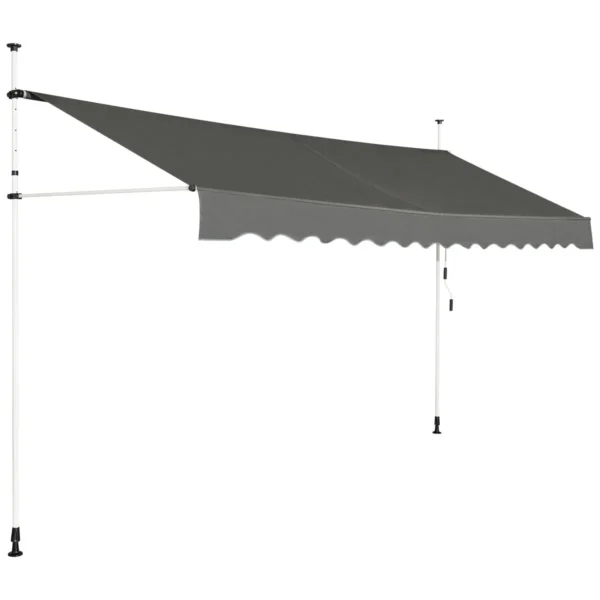 Telescopische Luifel Zonnescherm Uitschuifbare Luifel Zonnescherm Uv-bestendig Waterdicht Luifel 395 Cm Breed Grijs