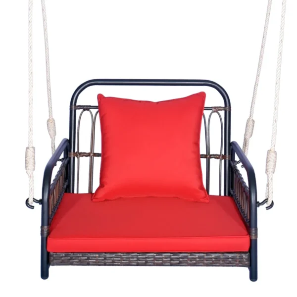 Terrasschommel Belastbaar Tot 180 Kg Hangstoel Met Zit- En Rugkussens Metalen Frame En Hangtouwen Hangstoel Voor Veranda En Achtertuin
