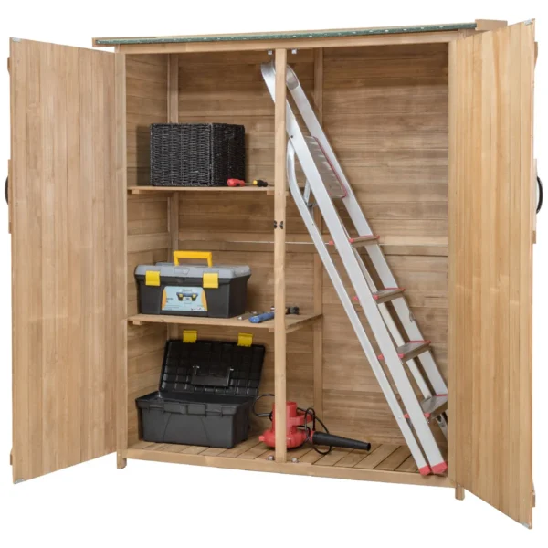 Tuinkast Van Hout Gereedschapsschuur Weerbestendig Tuinhuis Houten Schuur Met Zadeldak Tuinkast 140 X 50 X 162 Cm