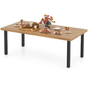 Tuintafel Met Parasolgat 200 X 100 Cm Grote Terrastafel Voor 8 Personen Rechthoekige Balkontafel Van Acaciahout Buiten Eettafel