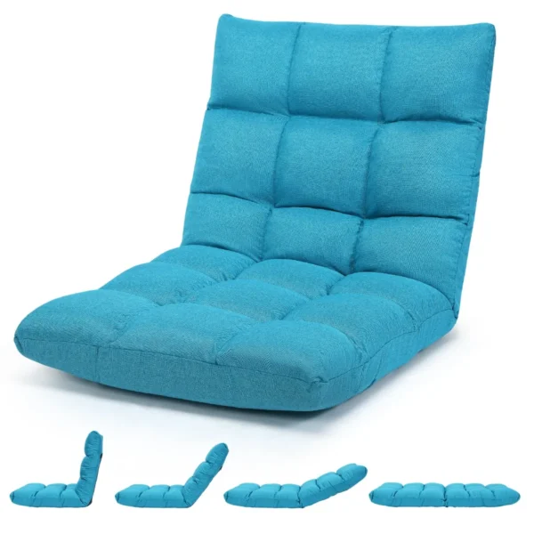 Vloerstoel Verstelbaar Vloerstoel Gestoffeerd Vloerkussen Met Rugleuning Meditatiestoel Vensterstoel (Turquoise)