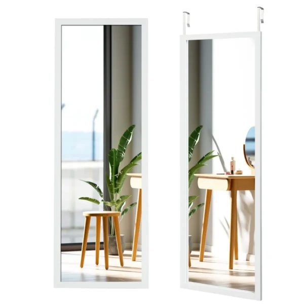 Wandspiegel Passpiegel Met In Hoogte Verstelbare Ophanghaken 37 X 2 X 120 Cm Wit