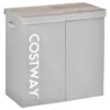 Wasmand met deksel 115 l wasverzamelaar 2 vakken wasbox van vliesstof met handgrepen 62 x 31 x 60 cm (grijs) 2