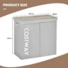 Wasmand met deksel 115 l wasverzamelaar 2 vakken wasbox van vliesstof met handgrepen 62 x 31 x 60 cm (grijs) 3