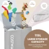 Wasmand met deksel 115 l wasverzamelaar 2 vakken wasbox van vliesstof met handgrepen 62 x 31 x 60 cm (grijs) 4