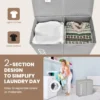 Wasmand met deksel 115 l wasverzamelaar 2 vakken wasbox van vliesstof met handgrepen 62 x 31 x 60 cm (grijs) 5