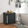 Wasmand met deksel 115 l wasverzamelaar 2 vakken wasbox van vliesstof met handgrepen 62 x 31 x 60 cm (zwart) 4