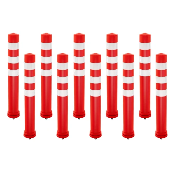 Wegwijzer 10 Stuks TPR Slagboomkegels 65,5 Cm Veiligheidsbarrière Met Reflecterende Strips En Installatie-Accessoires Voor Oprit