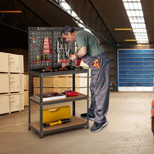 Werkbank Voor Het Opbergen Van Gereedschap Met Pegboard & 2 Lagere Planken 81 X 41 X 155 Cm