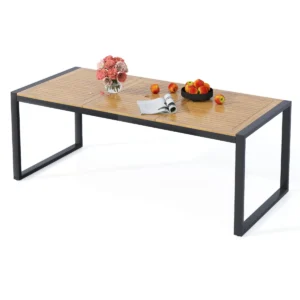 200 X 90 Cm Tuintafel Met Parasolgat Rechthoekige Terrastafel Voor 8 Personen Grote Balkontafel Van Acaciahout Outdoor-Eettafel