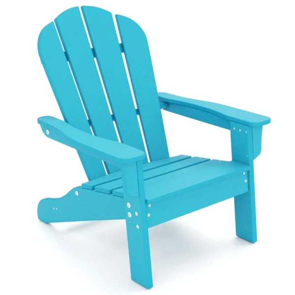 Adirondack Stoel Voor Kinderen Weerbestendig Tuinstoel Met Ergonomische Rugleuning En Armleuningen Buitenstoel Van HDPE-Blauw