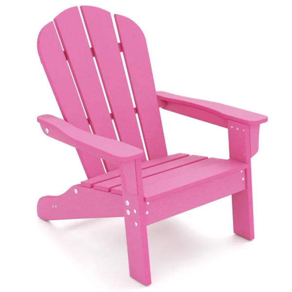 Adirondack Stoel Voor Kinderen Weerbestendig Tuinstoel Met Ergonomische Rugleuning En Armleuningen Buitenstoel Van HDPE-Roze