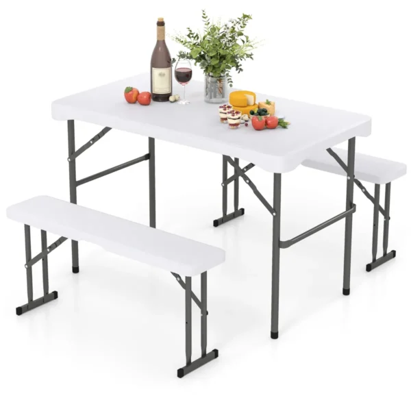 Biertentgarnituur Inklapbaar 3-Delige Biertafelset 2 X Bierbanken En 1 X Biertafel Kleine Bierbankset 108 Cm Feesttentset