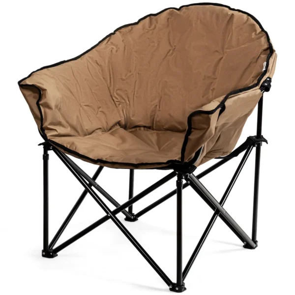 Extra Grote Campingstoel Opvouwbare Campingbank Met Bekerhouder Hoge Rugleuning Gevoerde Klapstoel Maanstoel Voor Buiten-Bruin