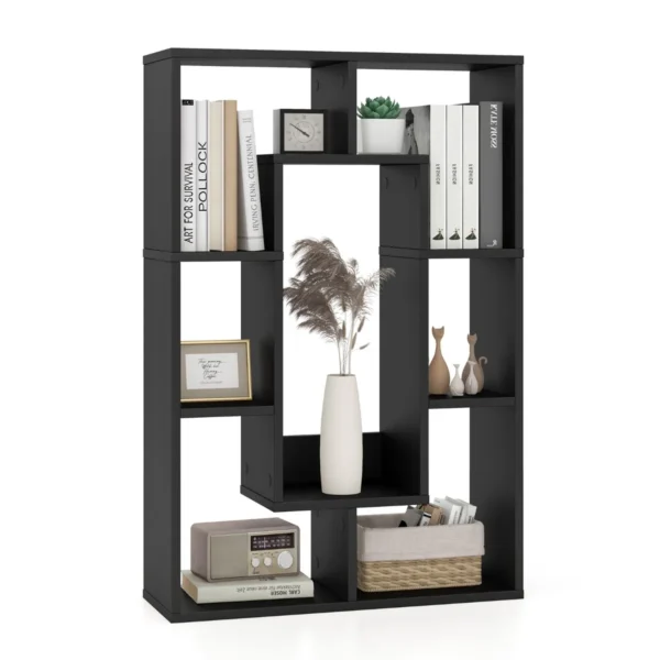 Geometrische Boekenkast Met 7 Kubussen Moderne En Decoratieve Open Hoekplank Kamerscherm Opbergrek Zwart