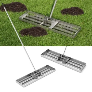 Gras Egaliseerhark Met Ergonomisch Handvat Metalen Grasriek Egalisatie Oppervlakvlakker Gazonwerktuig Zilver