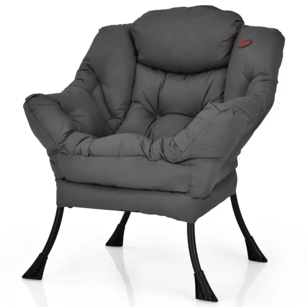 Moderne Relaxstoel Met Armleuningen En Zijzak Vrijetijdsstoel Van Polyesterweefsel Oorfauteuil Voor Woonkamer Kantoor Loungestoel Grijs