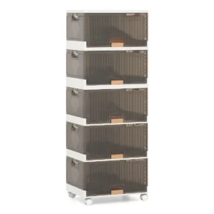 Stapelbare 5 Kubus Opbergdozen Opvouwbare Schoenendozen Met Afneembare Wielen Grote 85L/10Organiser 2L Met Kanteldeuren-M
