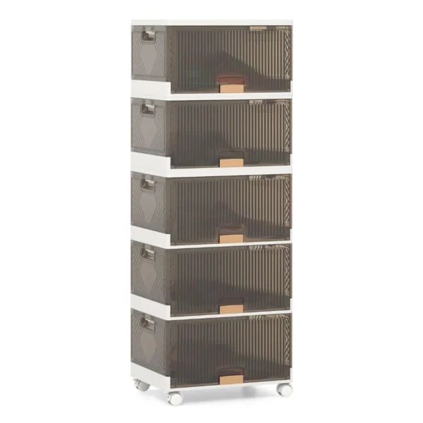 Stapelbare 5 Kubus Opbergdozen Opvouwbare Schoenendozen Met Afneembare Wielen Grote 85L/10Organiser 2L Met Kanteldeuren-M