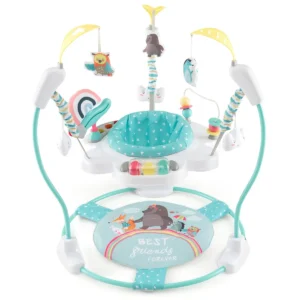 Wipstoeltje Voor Baby's Met 3 Verstelbare Hoogtes & 9 Speeltjes & Muziek & Licht 360° Draaibare Zitting Voor Baby's Vanaf 6 Maanden Blauw