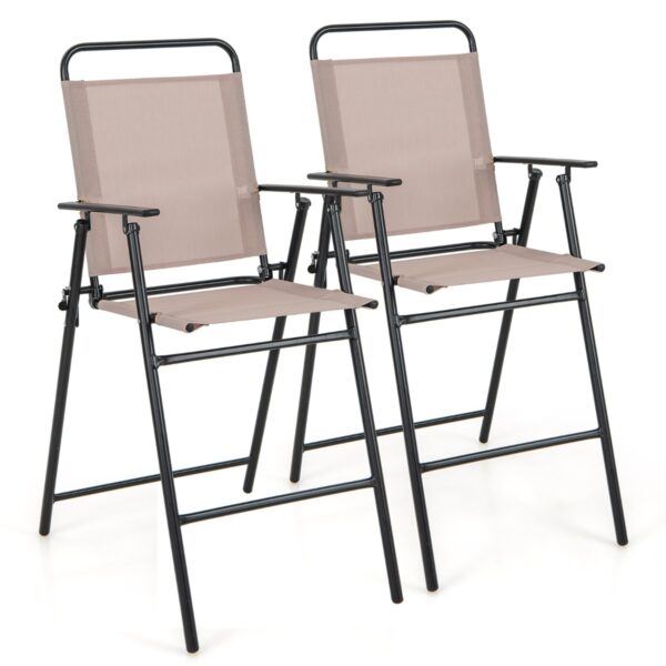 LIVSK Opvouwbare Barstoelen Set van 2 - Ademend Mesh - Ergonomisch - Lichtgewicht en Duurzaam - 63 cm Zithoogte - Beige
