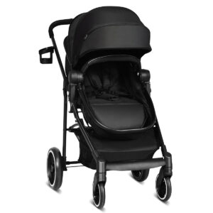 Livsk costway 2 in 1 kinderwagen hoge peuter kinderwagen met omkeerbare zitting voetrem bekerhouder en opbergmand zwart
