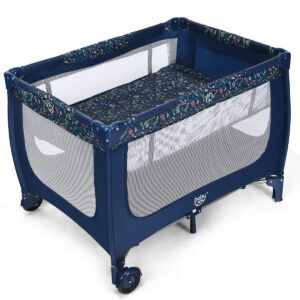 Livsk costway 2 in 1 reisbed box inklapbaar kinderbed 2 niveaus babybed met matras en draagtas draagbare kinderbox 120 x 60 cm blauw