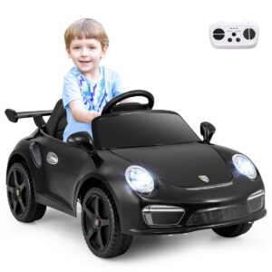 Livsk costway porsche elektrische auto voor kinderen 12v elektrisch kindervoertuig met afstandsbediening en usb poort zwart