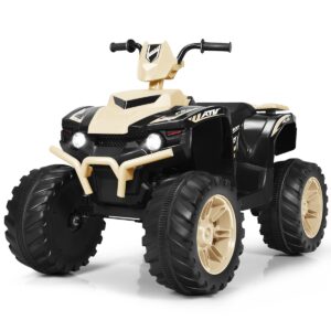 Livsk costway 12v elektrische kinder quad atv rijden op auto op batterijen aangedreven 4 wielen atv voor kinderen vanaf 3 jaar geel