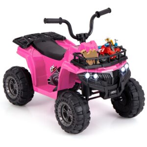 Livsk costway 6v elektrische quad voor kinderen met vooruit en achteruitfunctie roze