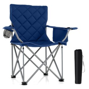 Livsk costway extra grote campingstoel opvouwbare buitenstoel opvouwbare tuinstoel marineblauw